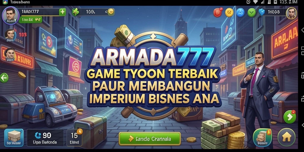 Screenshot gameplay <strong>ARMADA777</strong> yang menunjukkan strategi bisnis yang menarik.
