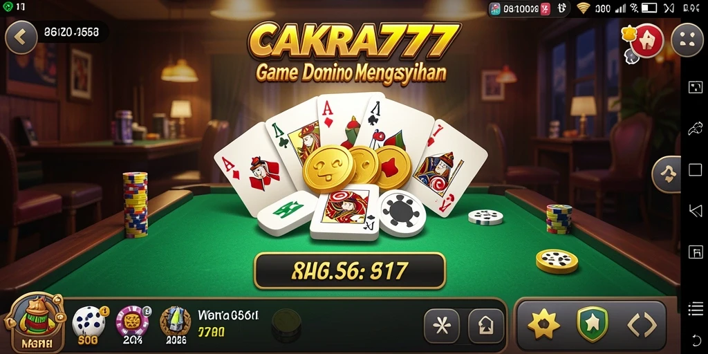 Tampilan gameplay seru CAKRA777 dengan kartu Domino.