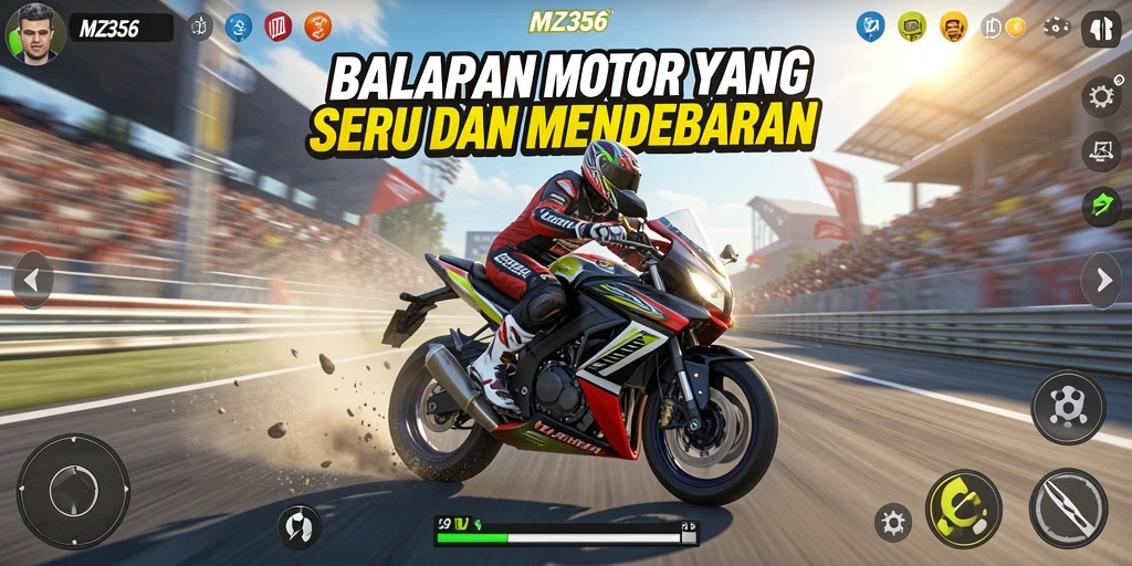 Gameplay balapan motor yang cepat dan menegangkan di MZ356.