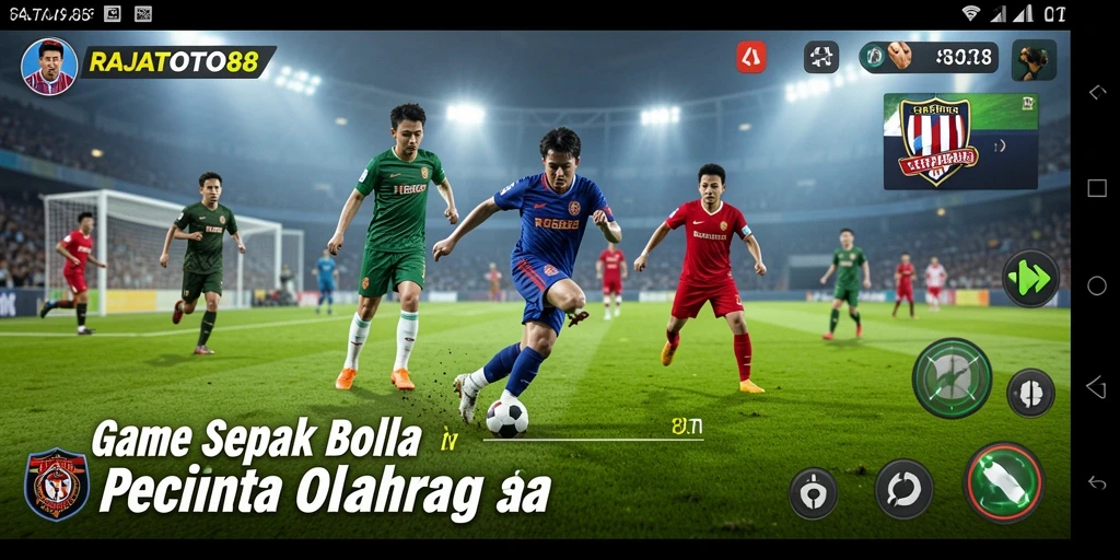 Tangkapan layar RAJATOTO88 menunjukkan aksi pertandingan sepak bola yang seru.