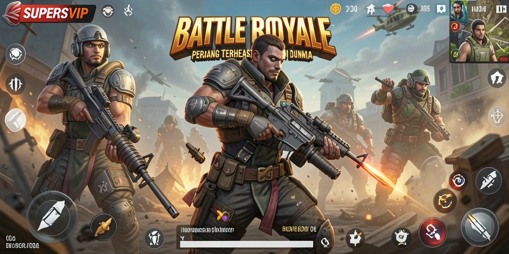 Tangkapan layar gameplay SUPERSVIP dengan pertempuran yang mendebarkan.