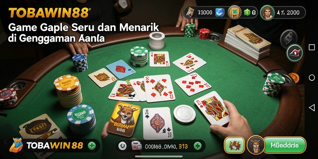 Tampilan seru gameplay Gaple dalam TOBAWIN88 yang menyenangkan.